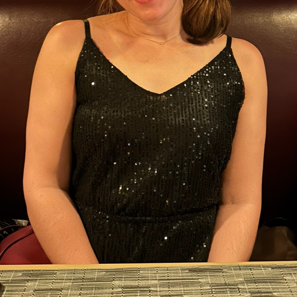 Black sequined jumpsuit